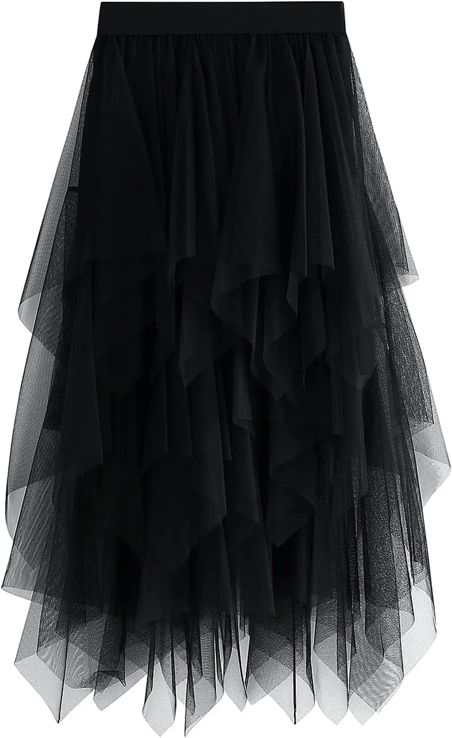 Women's Tulle Skirt Mesh Pleated Skirt Elastic High Waist Layered A-Line Swing Skirt Ladies Fashion Pleated Midi Skirt