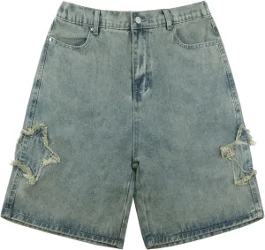 Women's Y2K Star Pants Elastic Waist Drawstring Casual Sporty Baggy Shorts with Pockets