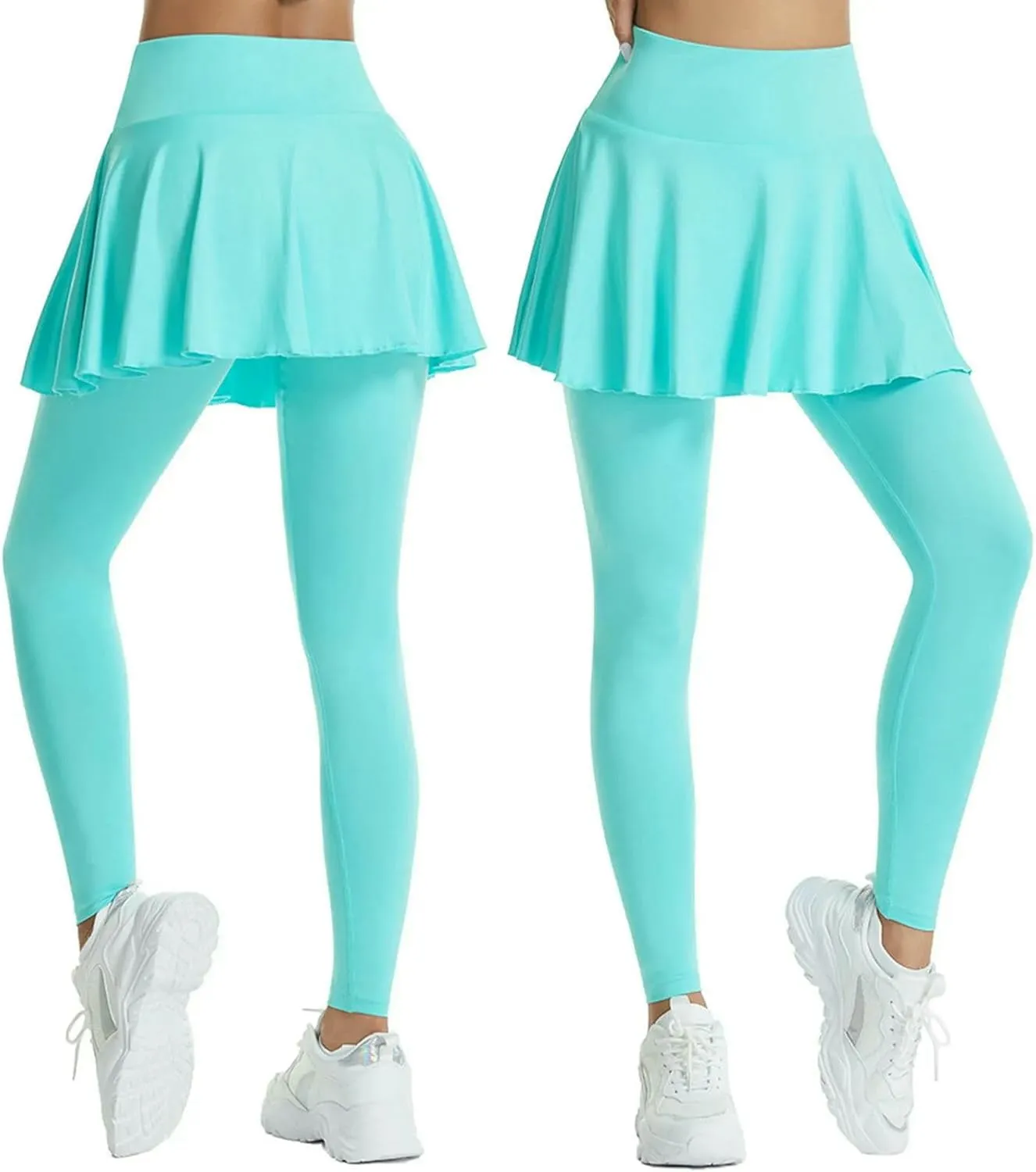 Women's Yoga Pants Skirt Solid Color High Waist Fitness Trousers Cycling Running Training Sports Leggings