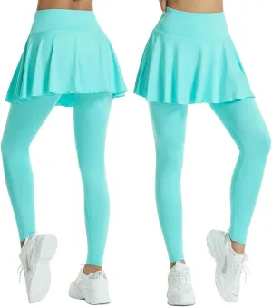 Women's Yoga Pants Skirt Solid Color High Waist Fitness Trousers Cycling Running Training Sports Leggings