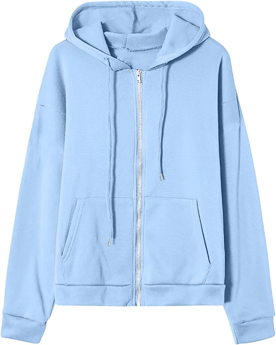 Womens Zip Up Hoodies Long Sleeve Oversized Sweatshirts Fleece Jacket Pockets 2024 Fall Outfits Fashion Y2K Clothes