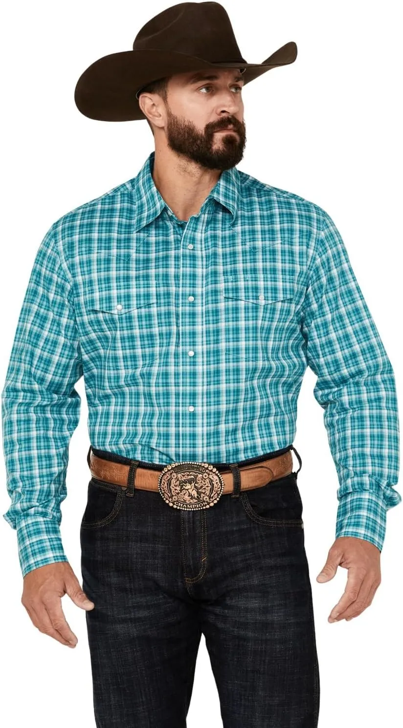 Wrangler Men's Sport Western Two Pocket Long Sleeve Snap Shirt