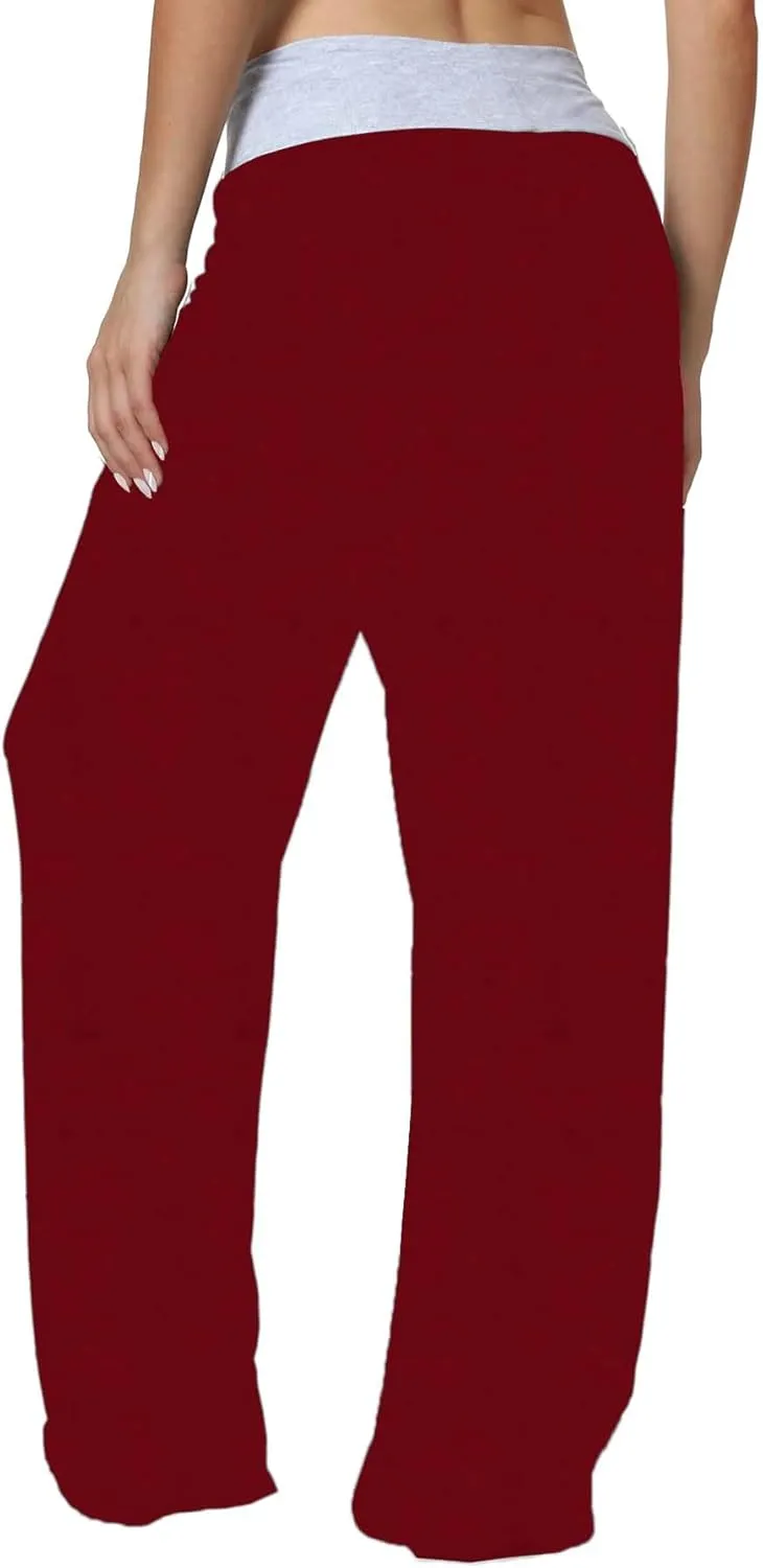 X-Image Women's Comfy Pajama Lounge Pants Floral Print Drawstring Jogger Wide Leg Athletic Pants