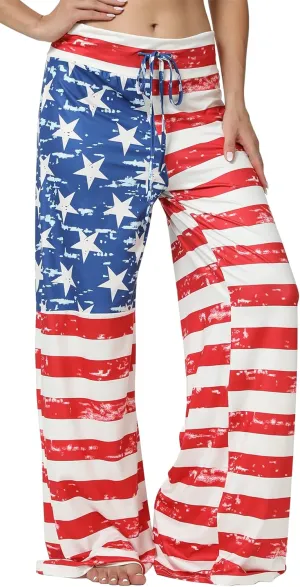 X-Image Women's Comfy Pajama Lounge Pants Floral Print Drawstring Jogger Wide Leg Athletic Pants