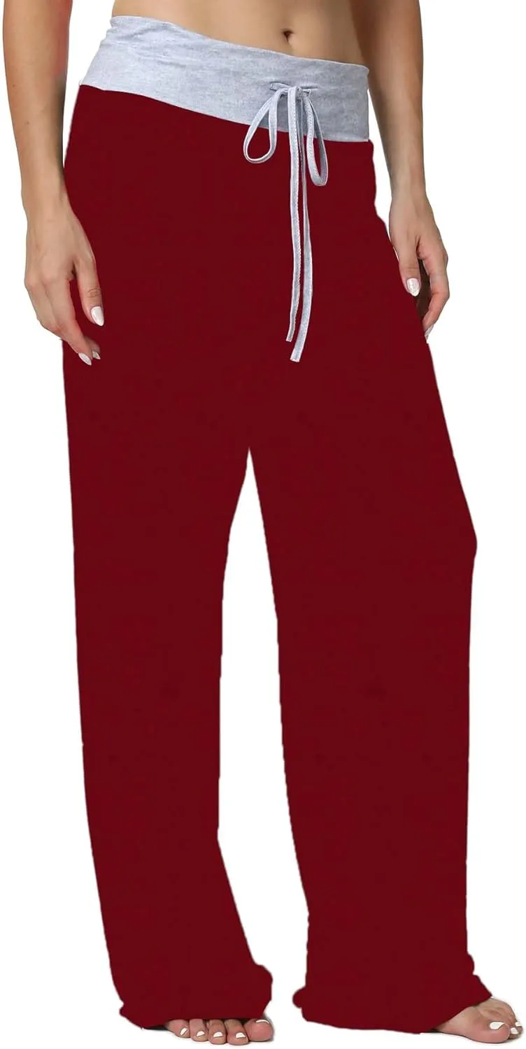 X-Image Women's Comfy Pajama Lounge Pants Floral Print Drawstring Jogger Wide Leg Athletic Pants