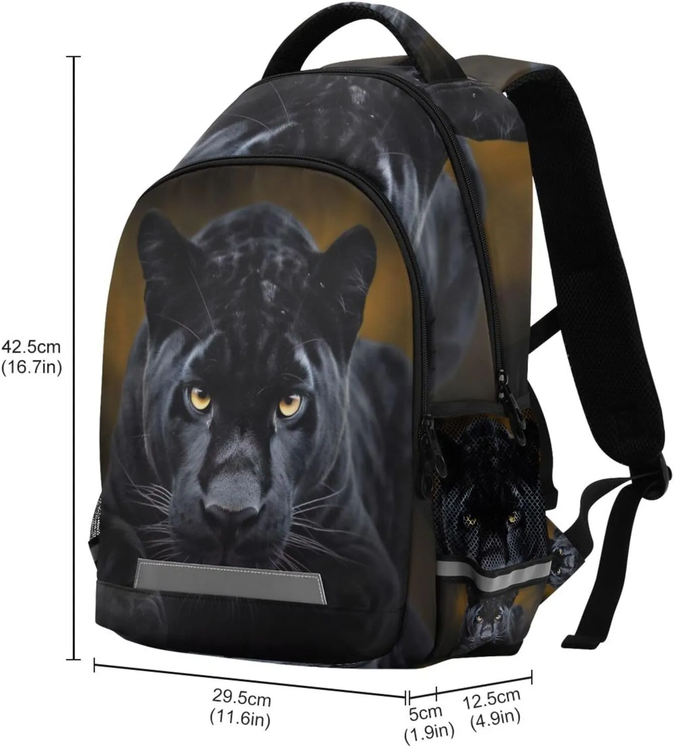 xigua Cool Black Panther Students Backpack,School Bookbag with Reflective Stripe,Waterproof Laptop Backpack for Children Outdoor Camping Travel Daypack Casual Bags