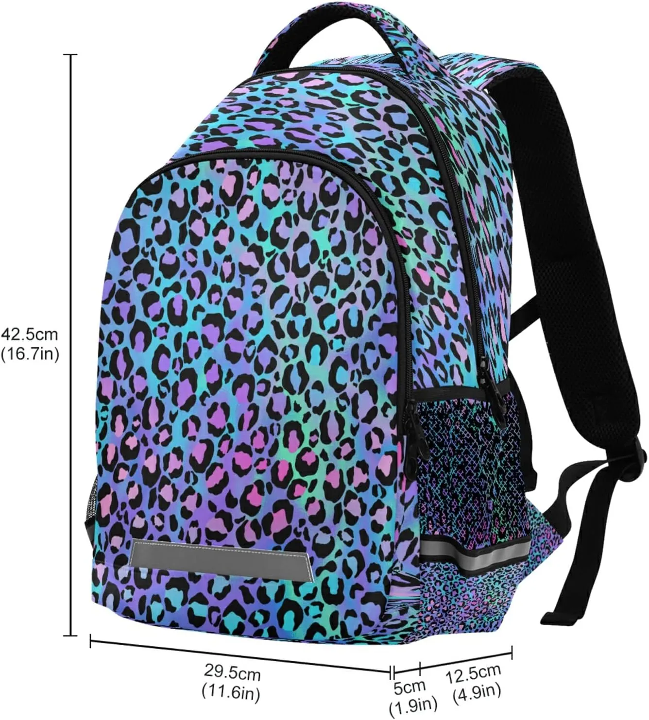 xigua Students Backpack Boy Girl School Bookbag,Fashion Color Leopard Print Waterproof 15In Laptop Backpack for Children Outdoor Camping Travel Daypack Casual Bags