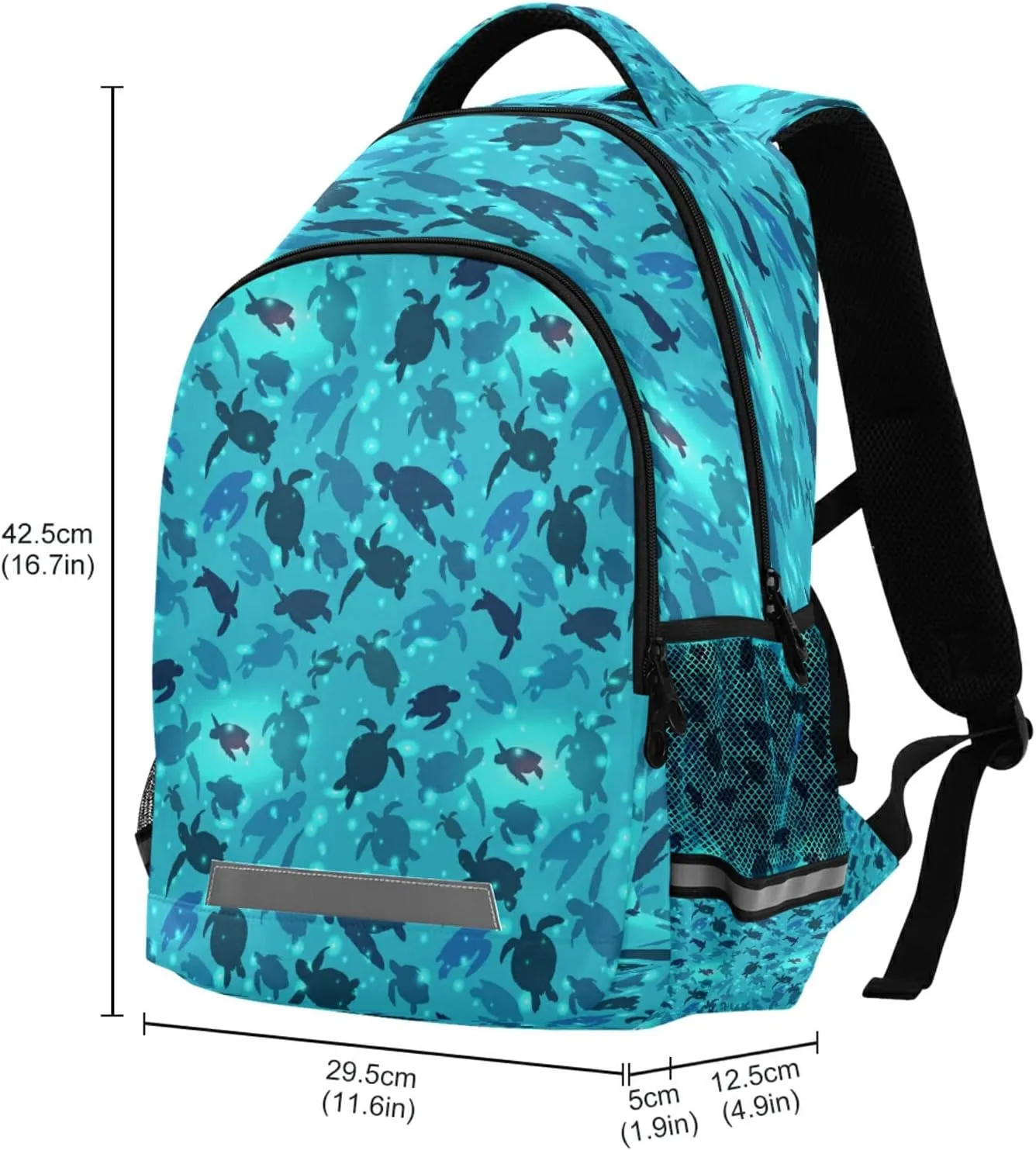 xigua Students Backpack Boy Girl School Bookbag,Glowing Beautiful Blue Turtle Waterproof 12.9In Laptop Backpack for Children Outdoor Camping Travel Daypack Casual Bags