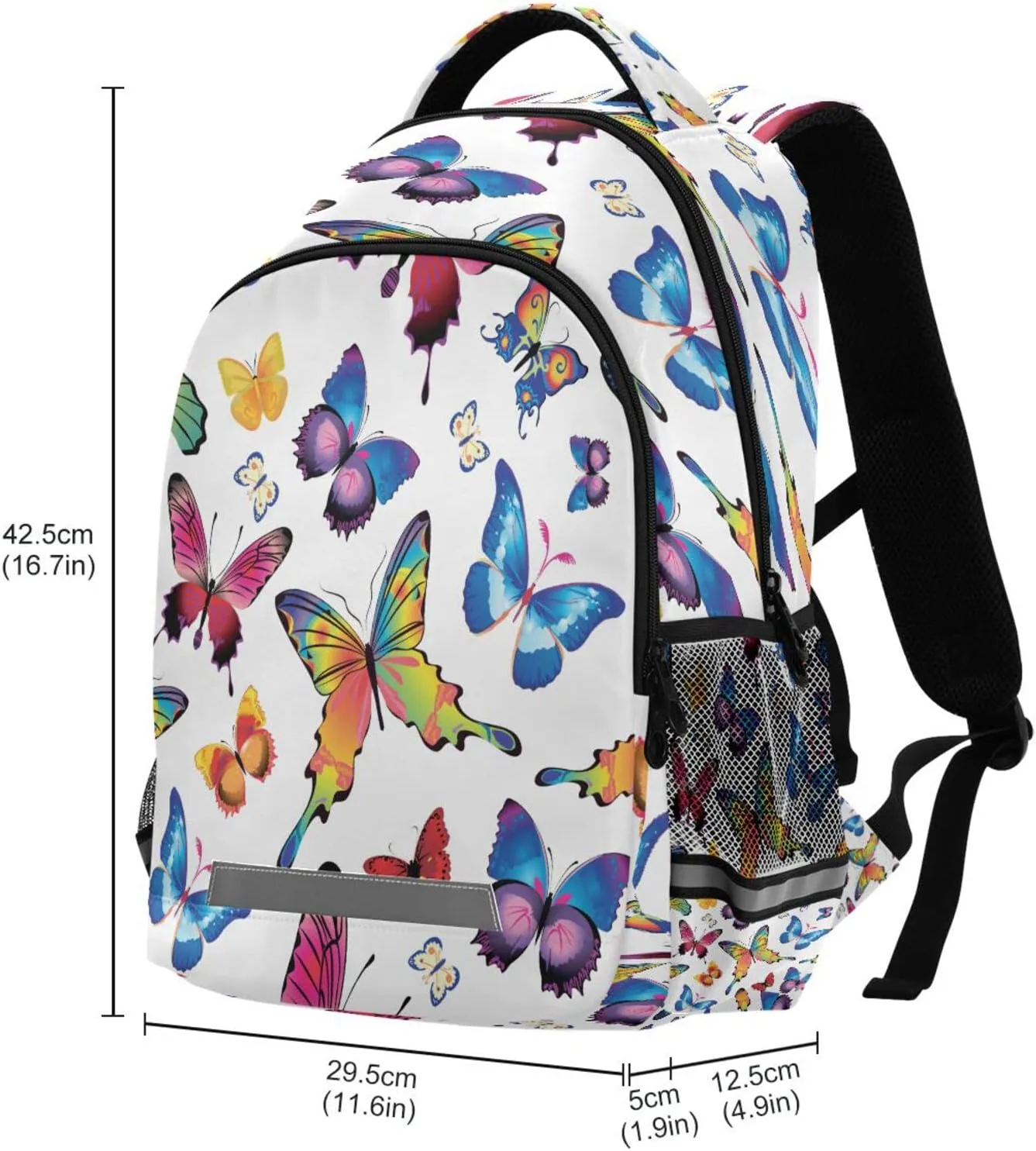 xigua Students Backpack Boy Girl School Bookbag,Waterproof 12.9In Laptop Backpack for Children Outdoor Camping Travel Daypack Casual Bags-Butterfly Pattern