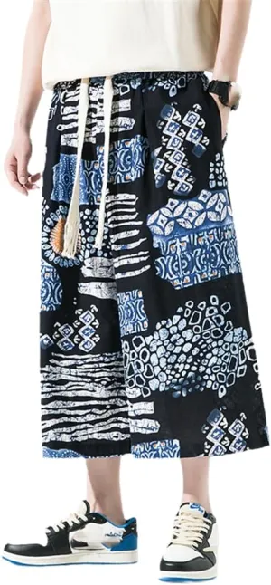Xingfenly Summer Men' Casual Print Baggy Pants Men Chinese Style Harem Male Hip Hop Streewear Wide Leg Trousers