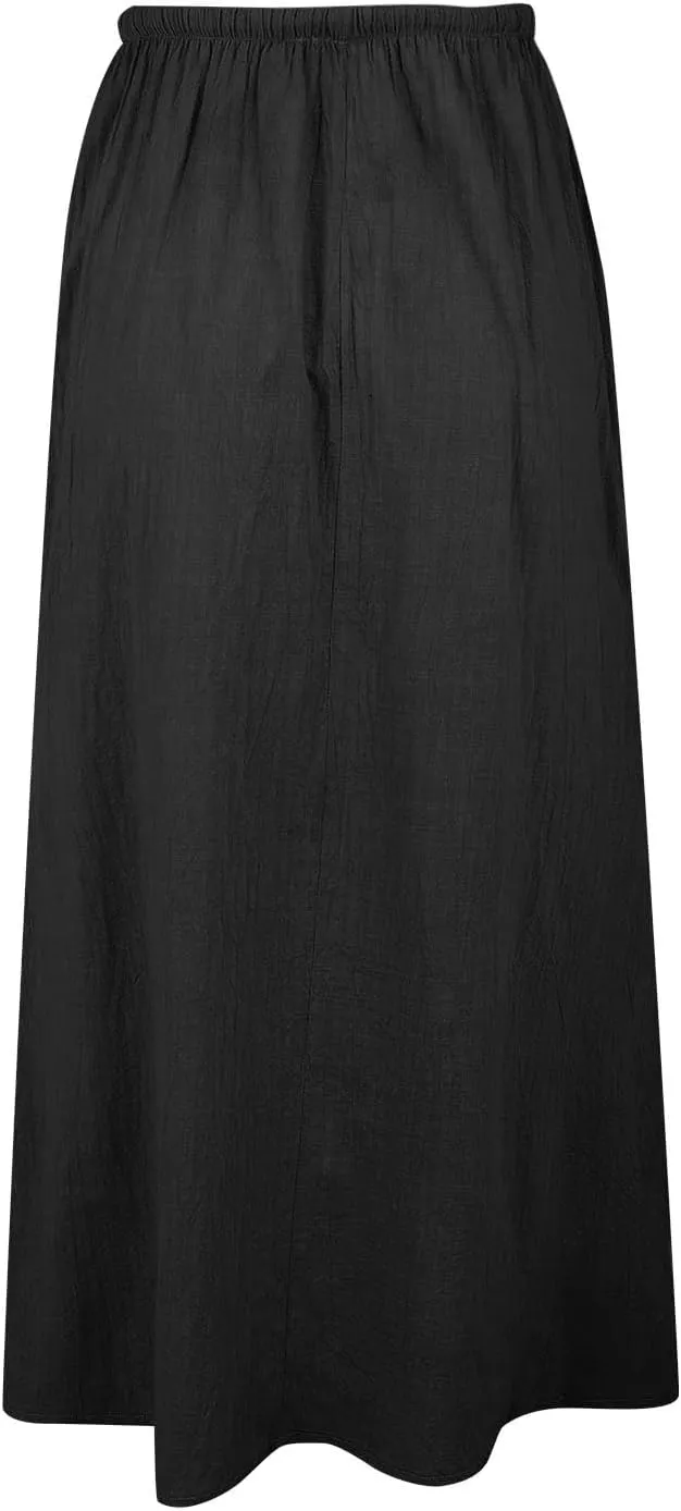XOWRTE Linen Maxi Skirts for Women Trendy Summer Comfy Drawstring Waist A Line Skirts Cute Vacation Boho Long Flowy Skirts