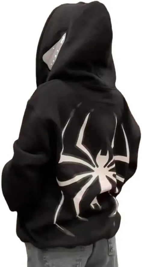 Y2k Hoodie Men Women Spider Full Zip Hoodie Y2k Jacket Hip Hop Aesthetic Graphic Hoodies Gothic Emo Grunge Hoodie