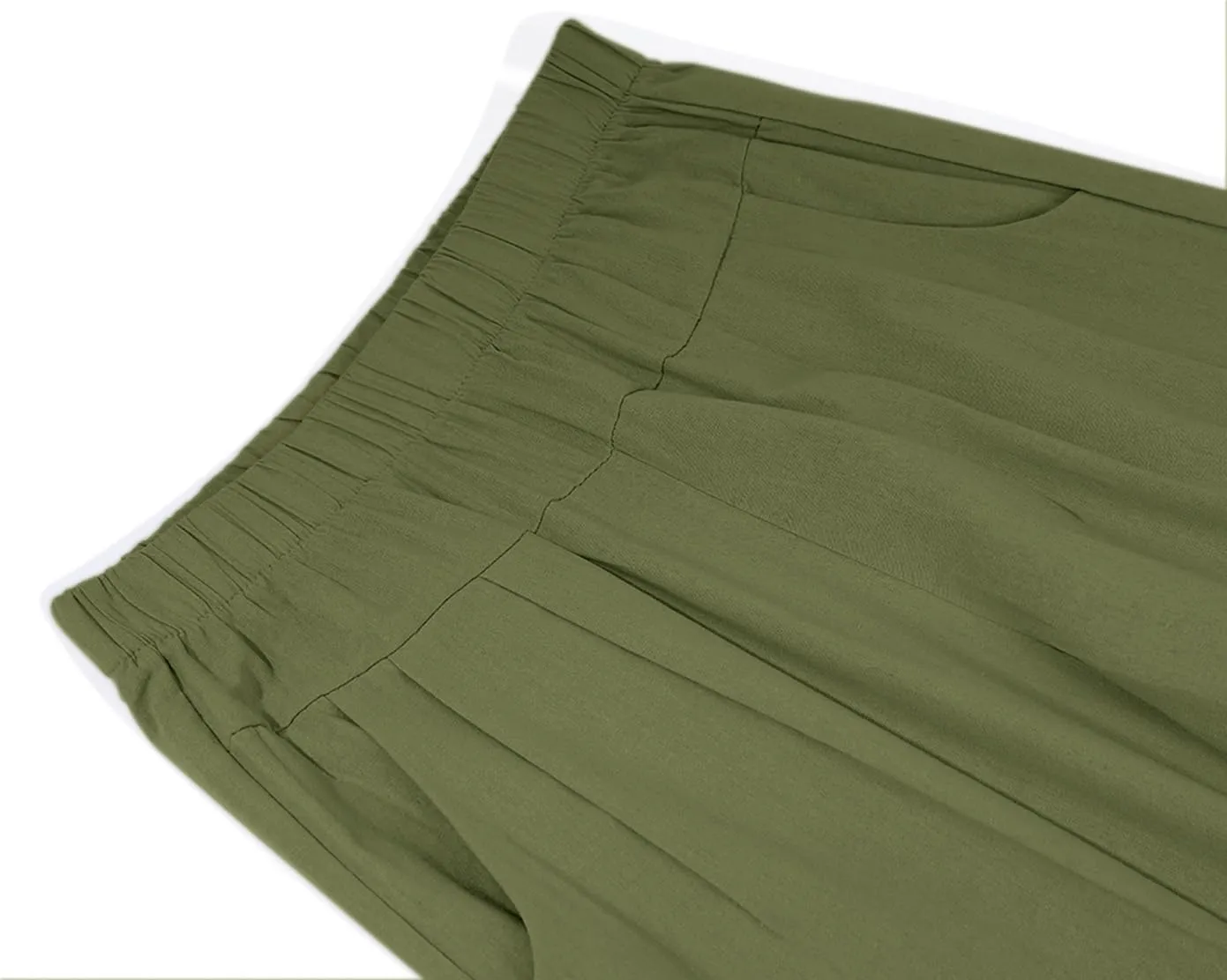 yoeasy Women's Linen Ankle Capris Trousers Loose Comfy Lounge Elastic Waist Pants with Pockets