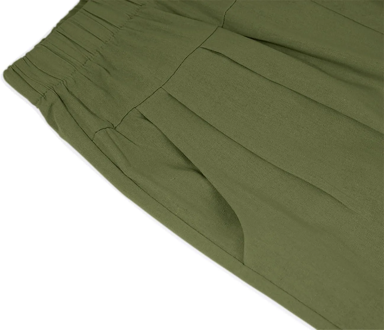 yoeasy Women's Linen Ankle Capris Trousers Loose Comfy Lounge Elastic Waist Pants with Pockets