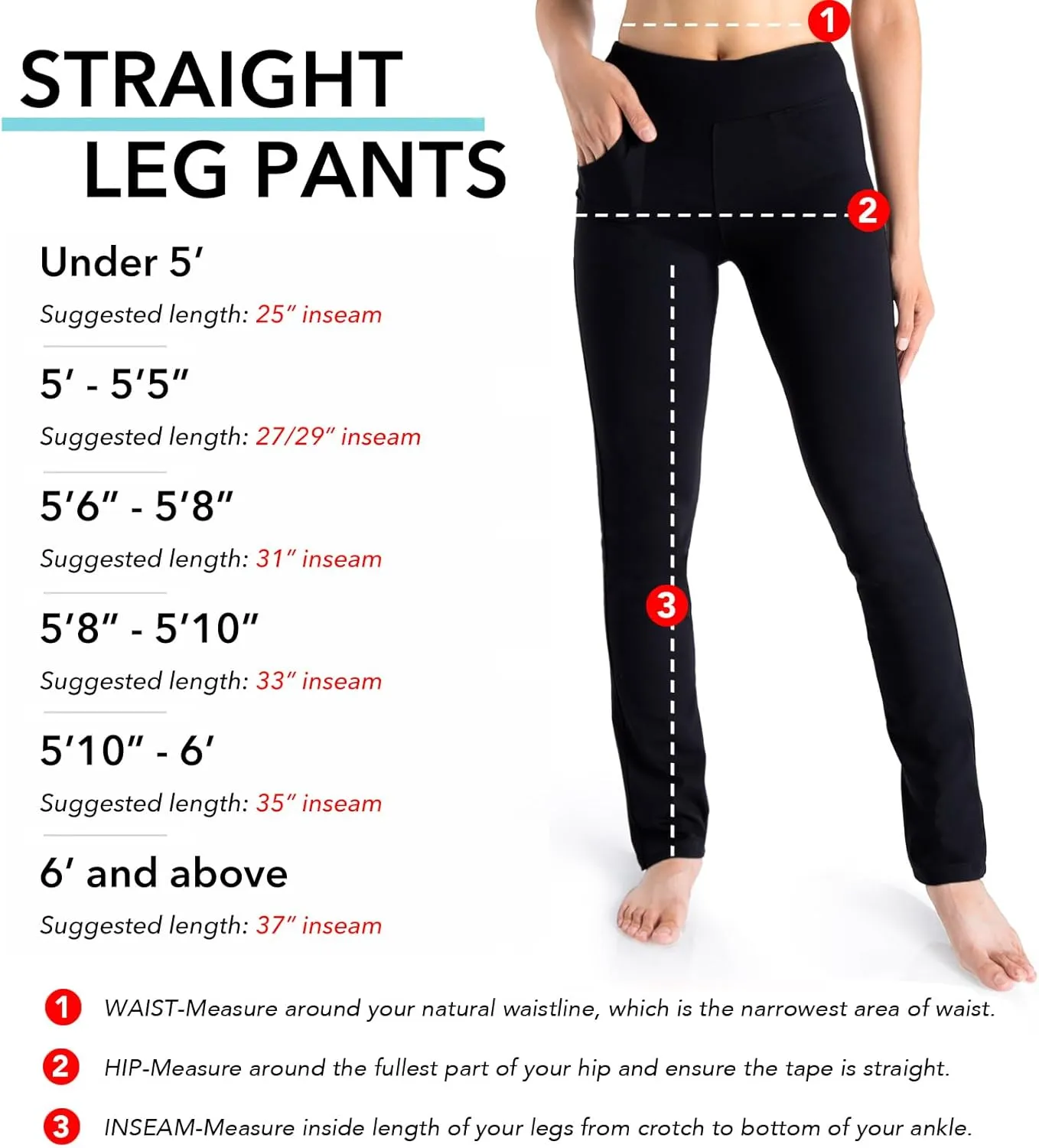 Yogipace,5 Pockets,25"/27"/29"/31"/33"/35"/37",Women's Straight Leg Yoga Dress Pants Workout Pants