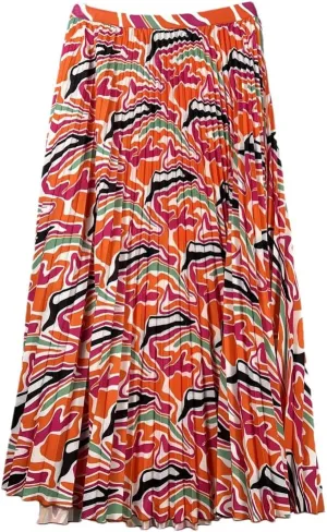 YTR6TW Women's Print Elastic High Waist Skirt Women Clothes Pleated Midi Dress Summer Streetwear Skirt