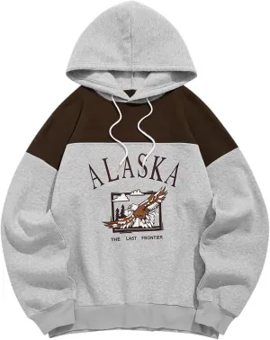 ZAFUL Men's Hooded Sweatshirt Graphic Colorblock Two Tone Fleece Lined Pullover Thermal Hoodie