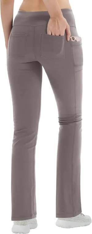 Zeronic Women Yoga Dress Pants Stretchy Bootcut High Waist Straightleg Workout Office Slacks with Pockets Bootleg Flare Pants