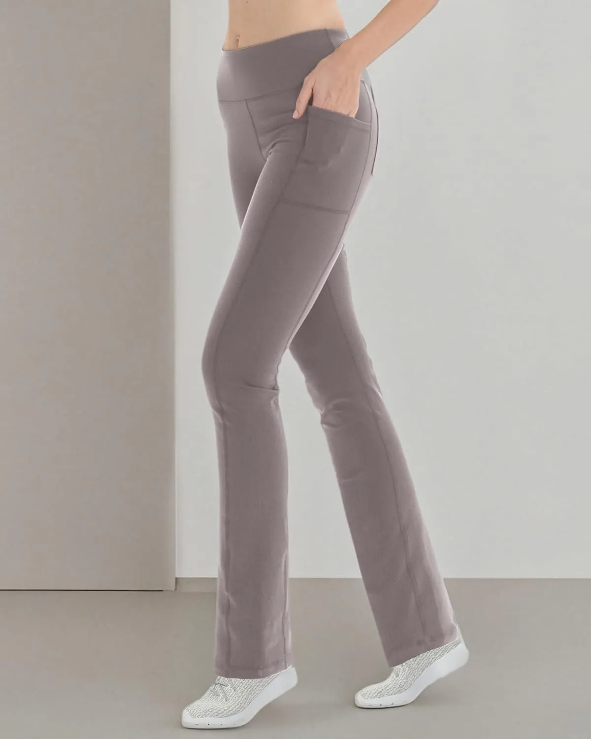 Zeronic Women Yoga Dress Pants Stretchy Bootcut High Waist Straightleg Workout Office Slacks with Pockets Bootleg Flare Pants